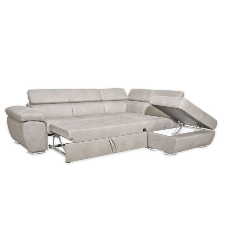 Divano letto angolare con penisola destra colore grigio chiaro - Fiona