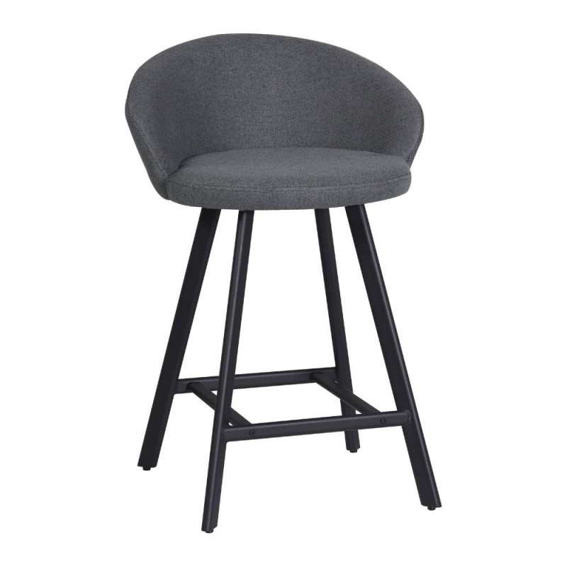 Sgabello con seduta imbottita in tessuto colore grigio e gambe nere - Fenk