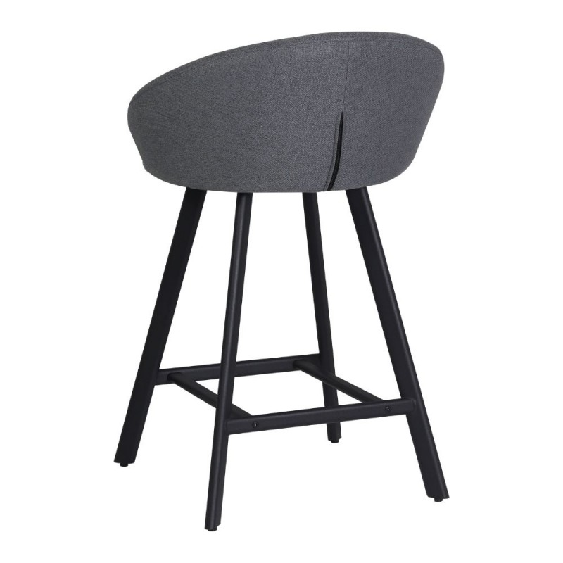Sgabello con seduta imbottita in tessuto colore grigio e gambe nere - Fenk