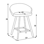 Hocker mit gepolsterter Sitzfläche aus grauem Stoff und schwarzen Beinen - Fenk