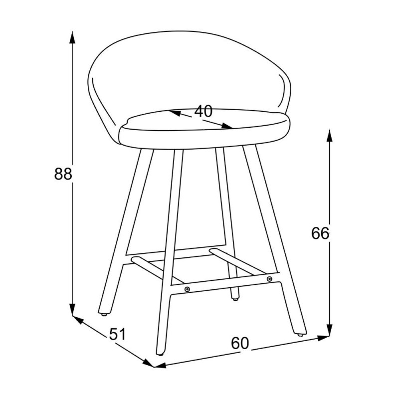 Sgabello con seduta imbottita in tessuto colore grigio e gambe nere - Fenk