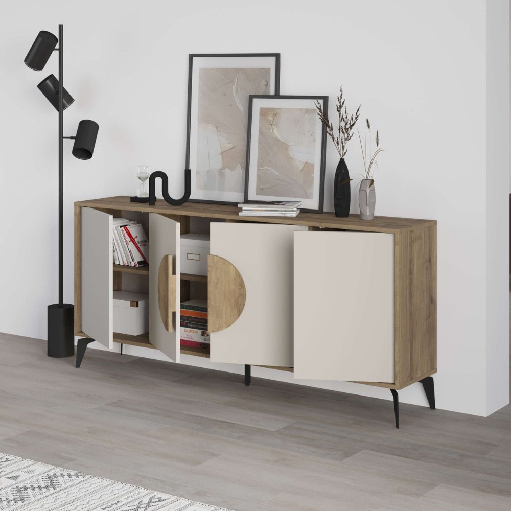 Madia 4 ante colore noce e sandstone 180x35,6x82 Gora180