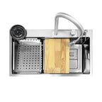 Lavello cucina da incasso una vasca 74x45x20H inox spazzolato SA3541 con accessori