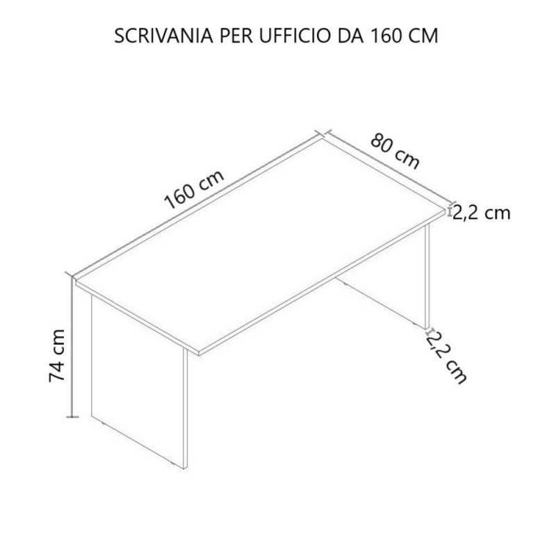 Scrivania da ufficio colore cemento e bianco frassinato 160x80 cm - Leski