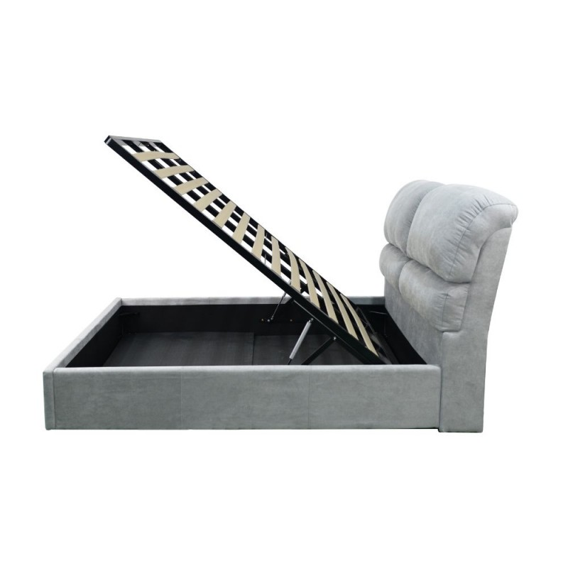 Letto matrimoniale Sofaback contenitore in tessuto grigio chiaro 178x222x120H