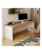 SCRIVANIA IBISCO DA L.200 CM COLORE  STRUTTUTA BIANCO FRASSINATO PIANO NOCE NATURALE