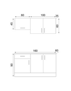 Einbauküche Monoblock mit Geräten, Eiche, 160 cm – Isernia