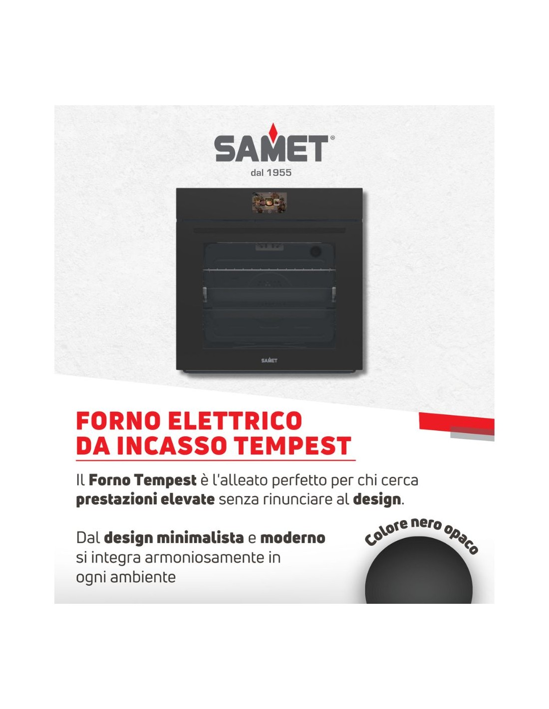 Forno elettrico multifunzione classe A colore nero opaco - Tempest