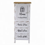 Mobile multiuso shabby chic 1 anta 3 cassetti bianco e top rovere H 120 cm Breslavia