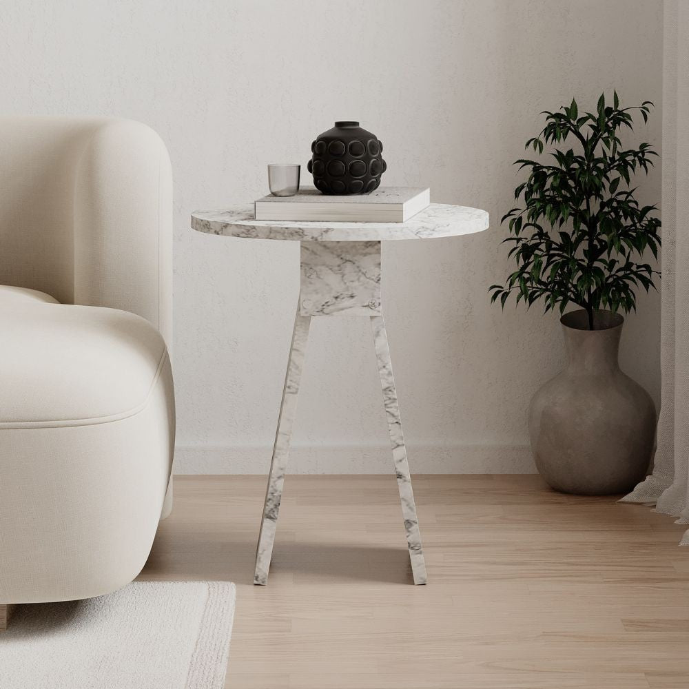 Tavolino da salotto Chen effetto marmo carrara bianco - Eleganza minimalista per ogni ambiente