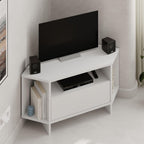 Porta TV angolare Viva colore bianco 95.7x35.4x45.3H - Design Funzionale per spazi intelligenti