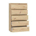 Cassettiera 5 cassetti  colore rovere 77.2x42.2x128H Morgan