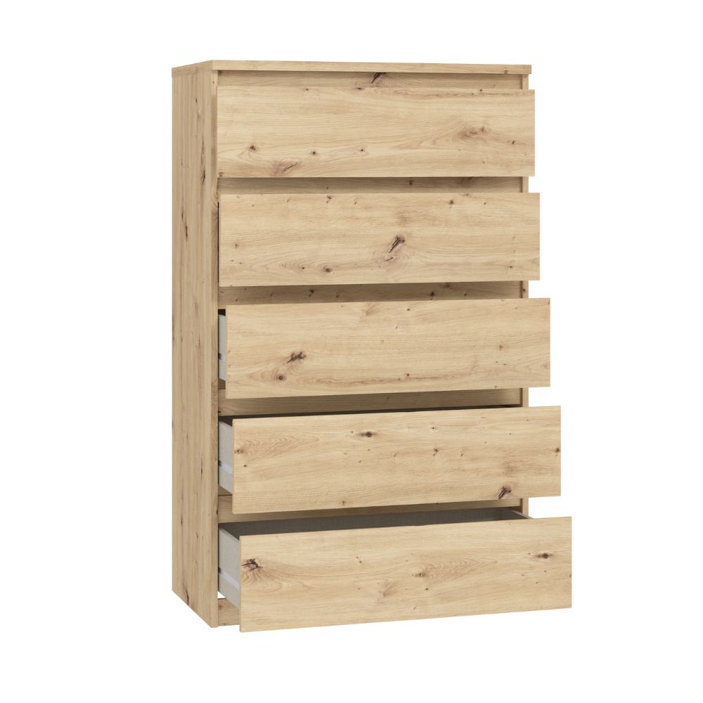 Cassettiera 5 cassetti  colore rovere 77.2x42.2x128H Morgan