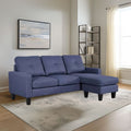 Divano 3 posti con pouf e chaise longue componibile colore blu 195x130x88H Giulivo