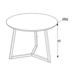 Tavolino da salotto con piano effetto marmo nero arabesque e gambe nere Klint