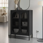 Mobile in metallo nero con ante reticolate 70x40x100H Diora