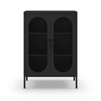 Mobile in metallo Diora nero con ante reticolate 70x40x100H - Design industriale, anima versatile