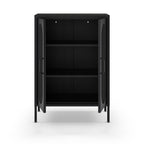 Mobile in metallo Diora nero con ante reticolate 70x40x100H - Design industriale, anima versatile