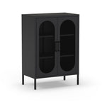 Mobile in metallo Diora nero con ante reticolate 70x40x100H - Design industriale, anima versatile