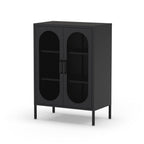 Mobile in metallo Diora nero con ante reticolate 70x40x100H - Design industriale, anima versatile