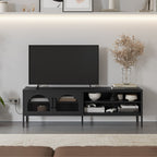 Mobile porta Tv in metallo nero con 2 ante reticolate 160x35x50H Diora