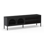 Mobile porta TV in metallo Diora nero con 2 ante reticolate 160x35x50H - Design industriale, anima versatile