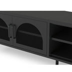 Mobile porta TV in metallo Diora nero con 2 ante reticolate 160x35x50H - Design industriale, anima versatile