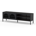 Mobile porta TV in metallo Diora nero con 2 ante reticolate 160x35x50H - Design industriale, anima versatile