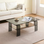 Tavolino con due ripiani in vetro nero fumè 100x60x39h Crystal