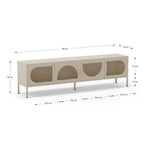 Porta TV in metallo Tayra con 4 ante reticolate crema 180x35x50H - Stile moderno e anima industrial