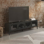 Porta TV in metallo con 4 ante reticolate colore nero 180x35x50H Tayra