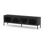 Porta TV in metallo Tayra con 4 ante reticolate nero 180x35x50H - Stile moderno e anima industrial