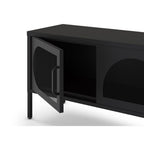 Porta TV in metallo Tayra con 4 ante reticolate nero 180x35x50H - Stile moderno e anima industrial