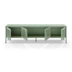 Porta TV in metallo Tayra con 4 ante reticolate verde menta 180x35x50H - Stile moderno e anima industrial