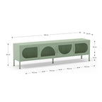 Porta TV in metallo Tayra con 4 ante reticolate verde menta 180x35x50H - Stile moderno e anima industrial