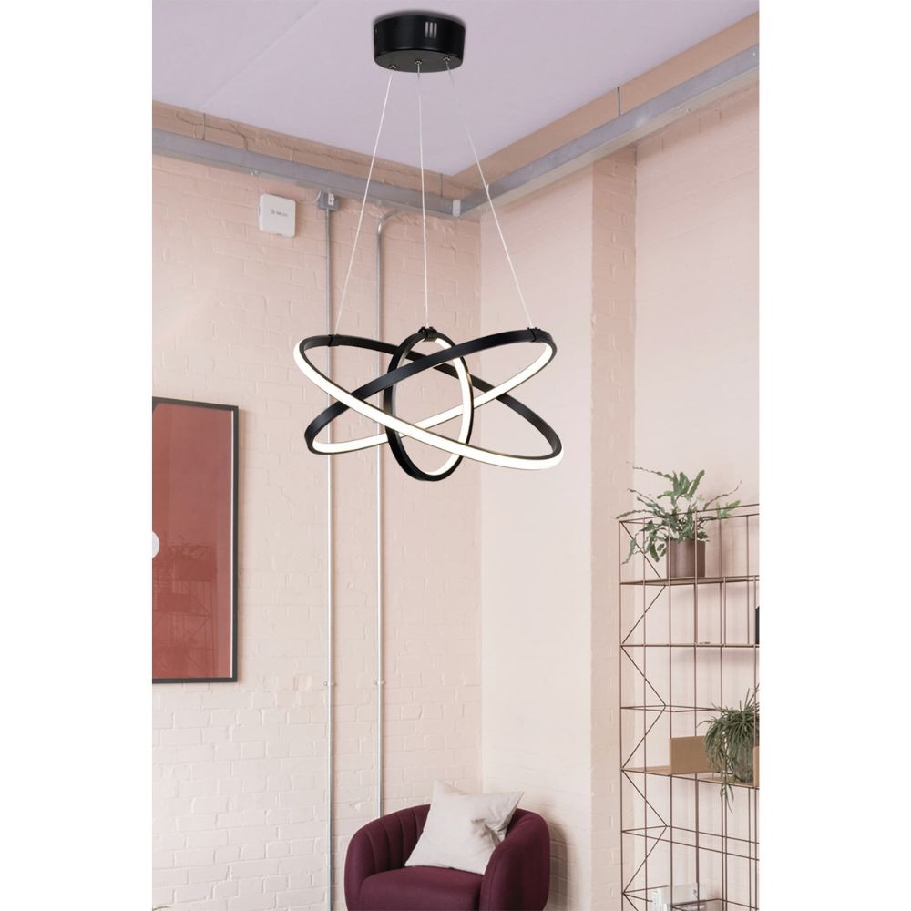 Lampada a sospensione con tre cerchi Led colore nero - Costana