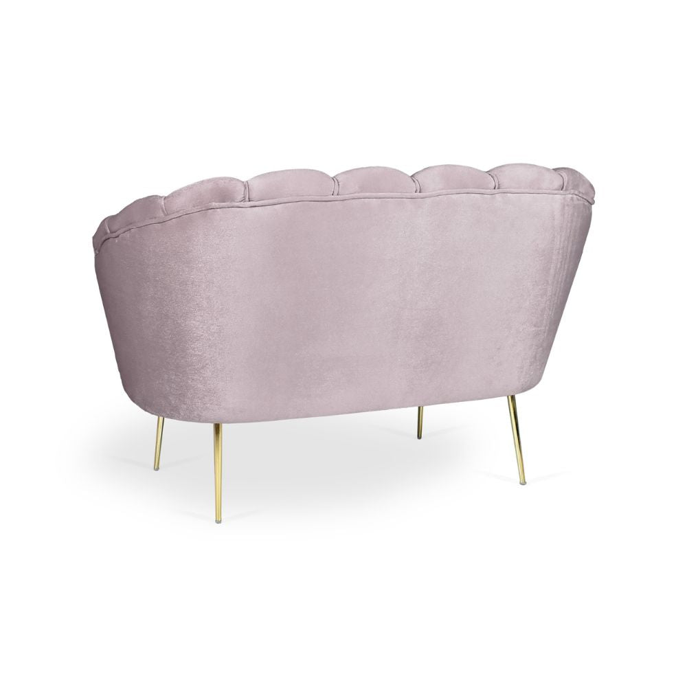 Muschelsofa Zweisitzer Samt Glyzinie goldene Beine 135x75H cm - Orel