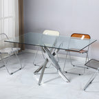 Tavolo 160×90 cm in vetro temperato con gambe incrociate cromate Peyton