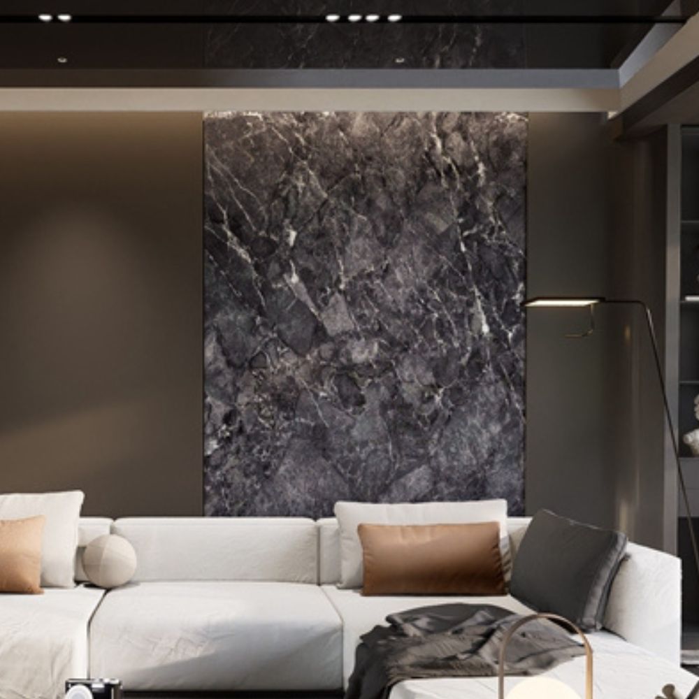 Pannello decorativo effetto marmo nero lucido 122x300 PANGH35