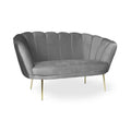 Divano a conchiglia due posti velluto grigio gambe oro 135x75H cm - Orel