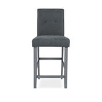 Tabouret en bois avec revêtement en tissu gris - Alex