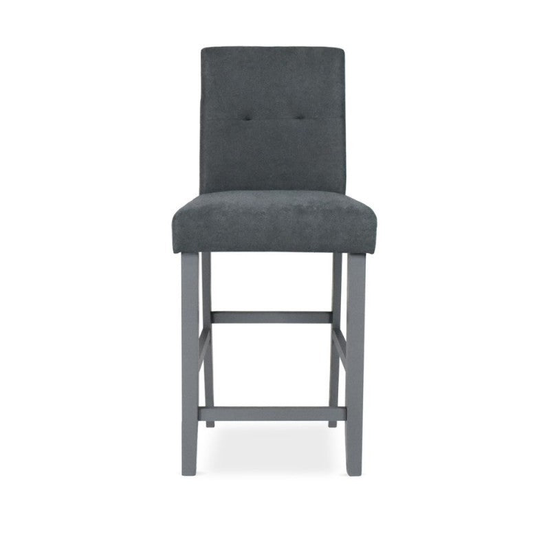 Tabouret en bois avec revêtement en tissu gris - Alex