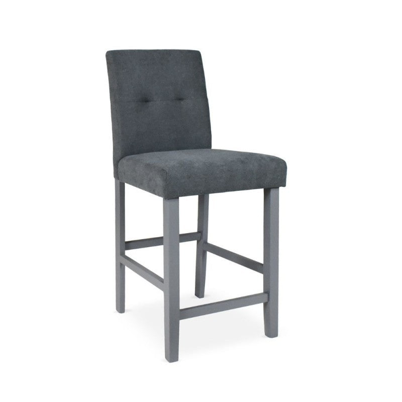 Tabouret en bois avec revêtement en tissu gris - Alex