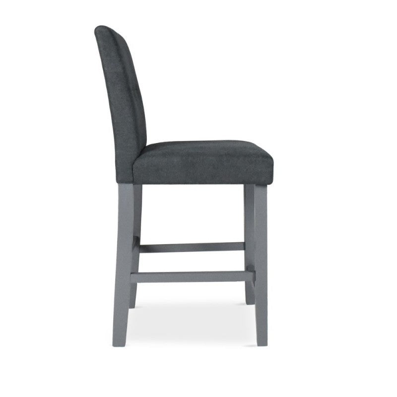 Tabouret en bois avec revêtement en tissu gris - Alex