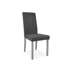 Lot de 2 chaises rembourrées avec structure en bois et tissu gris à coutures verticales - Verty