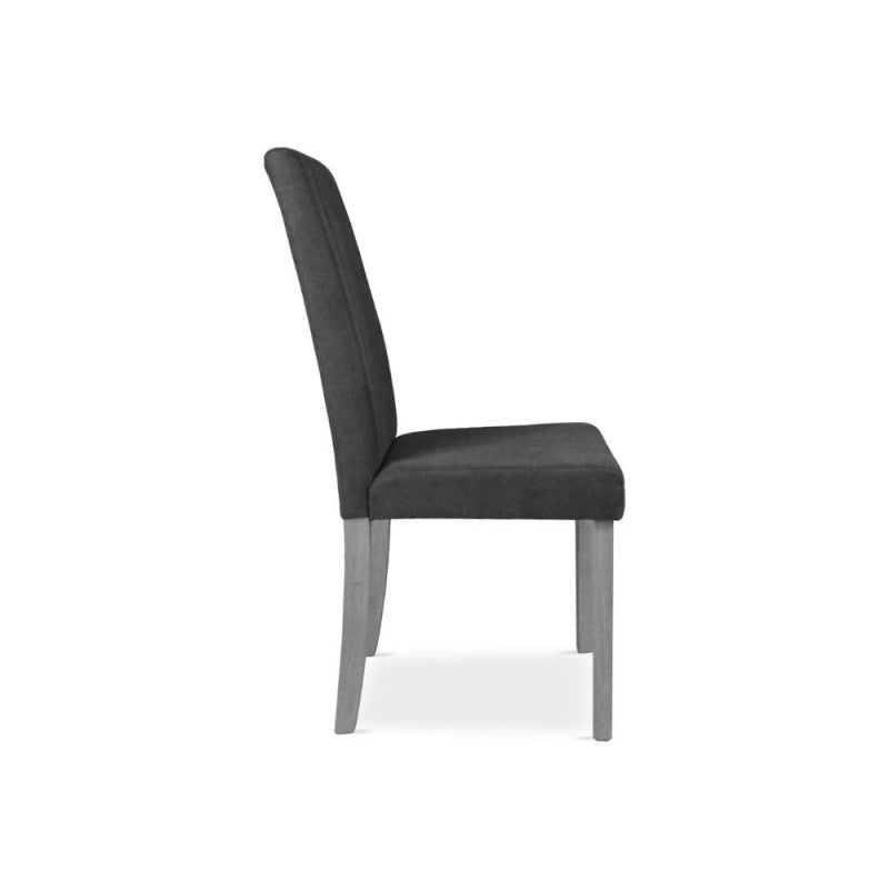 Lot de 2 chaises rembourrées avec structure en bois et tissu gris à coutures verticales - Verty