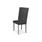 Lot de 2 chaises rembourrées avec structure en bois et tissu gris à coutures verticales - Verty