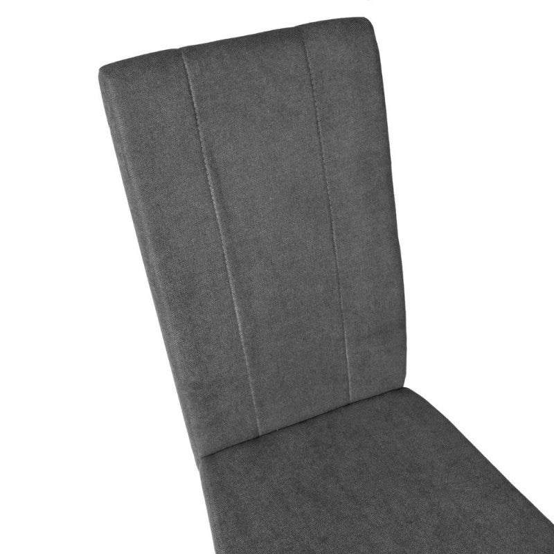 Lot de 2 chaises rembourrées avec structure en bois et tissu gris à coutures verticales - Verty