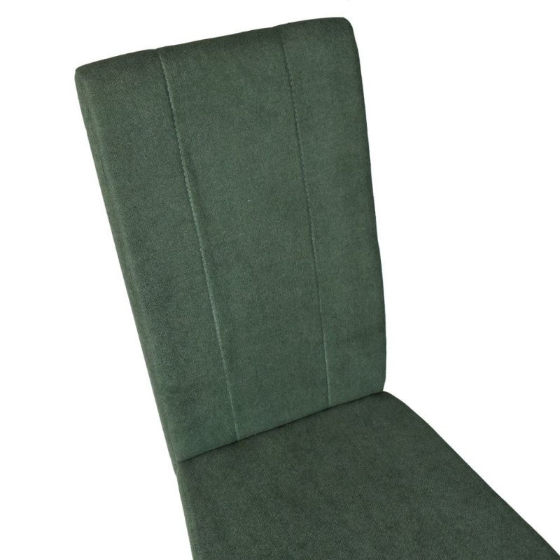 Set 2 Sedie imbottita con struttura in legno colore rovere e tessuto verde
