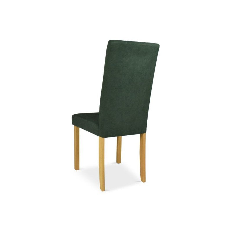 Set 2 Sedie imbottita con struttura in legno colore rovere e tessuto verde
